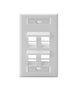 Angled 1Gang QuickPort Wallplate 4port - 42081-4WS Angled 1Gang QuickPort Wallplate 4port - 42081-4WS